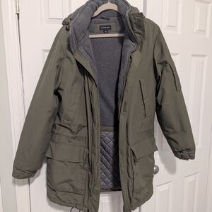 Lands' End Olive Utility Parka with Quilted Liner